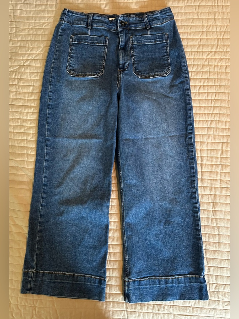 Bagatelle New York Wide Leg Dark Wash Jeans - Front Patch Pockets